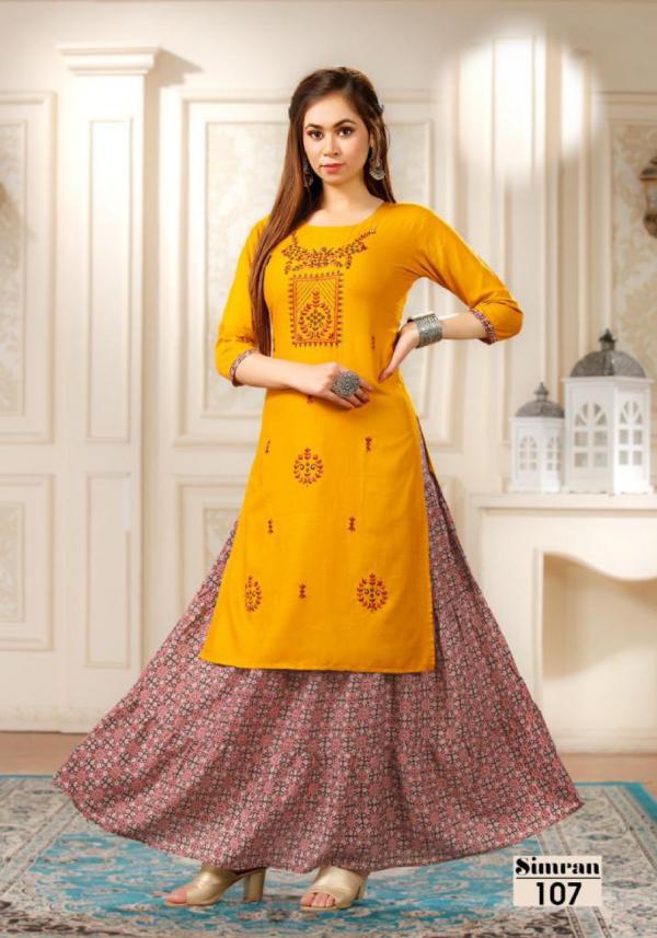 Simran Designer Rayon Kurti With Skirt